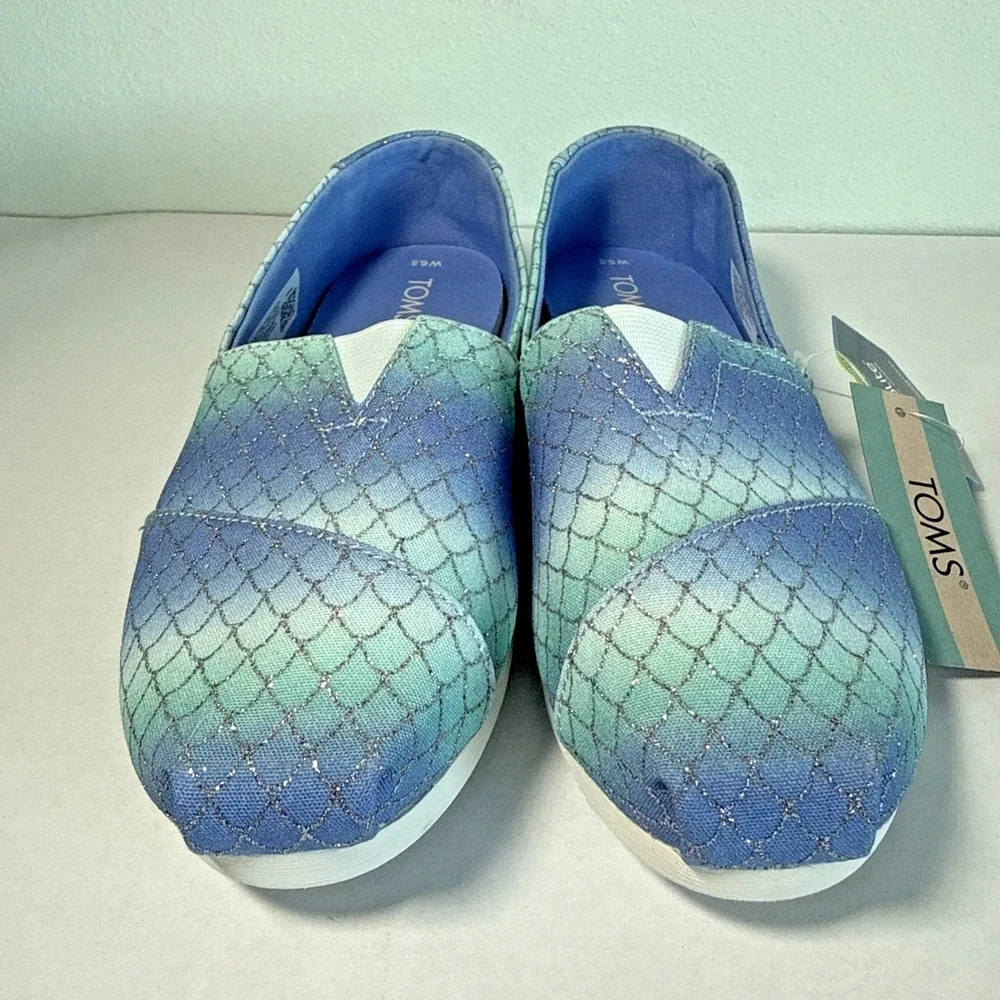 TOMS Multi‎ Iridescent Scales Mermaid Print Womens 6.5 Youth 5.5 NEW
